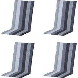Madison -  Tuinstoelkussen Hoge Rug Victoria grey - Ca. 120x50 cm - Set van 4