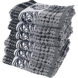Twentse Damast Keukendoekenset - 6 stuks - Cappuccino Zwart