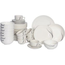 Luzzo® Bristol Serviesset 8 persoons - 48 delig servies - Wit met lijnen