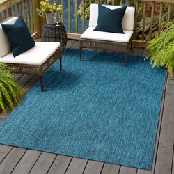 Tapijtenloods Uni Binnen en Buiten Vloerkleed Solid Outdoor Laagpolig Tapijt Blauw- 80x150 CM