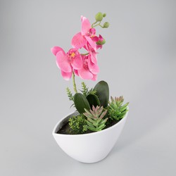 Orchidee in kunststof pot roze L - Oosterik Home