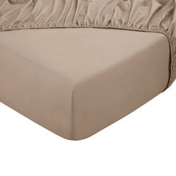 PHLOX Hoeslaken - 100% Katoen Satijnen (300 TC) - Tweepersoons 160x200 cm - Zacht & Huidvriendelijk - Rondom Elastiek - Beige
