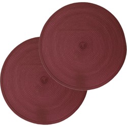 Set van 6x stuks placemats gevlochten kunststof bordeaux rood 38 cm - Placemats