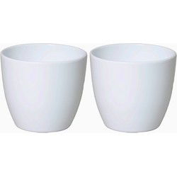 Floran Plantenpot - 2x - wit - glanzend - keramiek - 25 x 22 cm - Plantenpotten