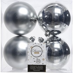 4x Kunststof kerstballen glanzend/mat zilver 10 cm kerstboom versiering/decoratie - Kerstbal