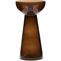 Riviera Maison Kaarshouder glas, Hoge Kandelaar - RM Amber Stone Candle Holder - Bruin - Glas - Maat M