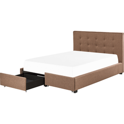 Beliani ROCHELLE - Tweepersoonsbed-Bruin-Polyester