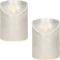 3x LED kaarsen/stompkaarsen zilver met dansvlam 10 cm - LED kaarsen