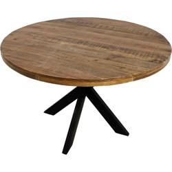 HSM Collection - Ronde eettafel Melbourne - ø80x76 - Naturel/zwart - Mangohout/ijzer