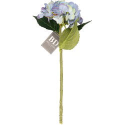 Bellatio Design kunstbloem Hortensia - blauw - 48 cm - hydrangea - Kunstbloemen