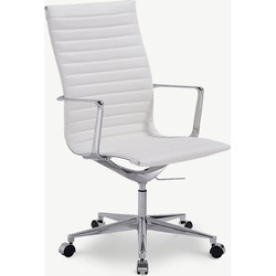 Furnicher Akira bureaustoel - Leren zitting - Chroom frame - In hoogte verstelbaar - Draaibaar - Wit