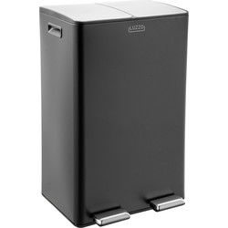 Luzzo® Florida Pedaalemmer Prullenbak 2 vakken - 60 liter - Zwart