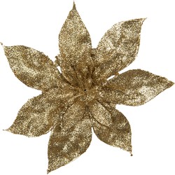 Clayre & Eef Kunstbloem Kerstster Ø 15x2 cm Goudkleurig Kunststof