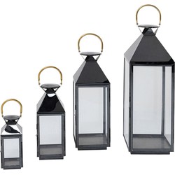 Kare Windlicht Giardino Black (Set van 4)