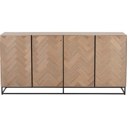 J-line - Dressoir 4 Deuren Zigzag Hout/metaal Naturel/zwart - 180x40x87cm