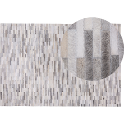 AHILLI - Laagpolig vloerkleed - Grijs - 140 x 200 cm - Koeienhuid leer