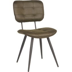 LABEL51 Eetkamerstoel Gus - Army green - Microfiber - Black Frame