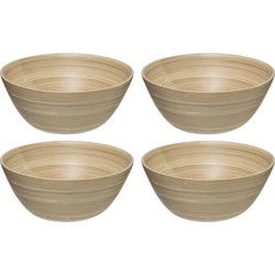 Secret de Gourmet - Set van 8x stuks - Slakommetjes/serveer schaaltjes - bamboe - D17 cm - Saladeschalen