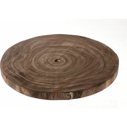 HBX Natural Living Kaarsenbord/decoratie dienblad - houten boomschijf - D45 x H3 cm - Kaarsenplateaus