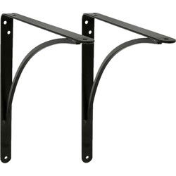 AMIG Plankdrager/steun - 2x - metaal - zwart - H250 x B200 mm - Plankdragers