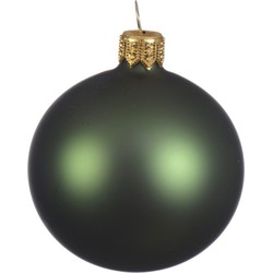 1 Glazen kerstbal mat 15 cm dennen groen