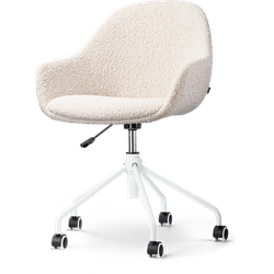 Nout-Mae bureaustoel bouclé beige - wit onderstel