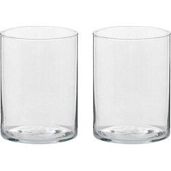 2x Glazen kaarsenhouders voor theelichtjes/waxinelichtjes 5,5 x 6,5 cm - Waxinelichtjeshouders