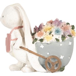 Clayre & Eef Decoratie Beeld Konijn 11x6x10 cm Wit Kunststof