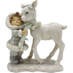 Clayre & Eef Beeld Kind 13 cm Wit Polyresin Kerstdecoratie