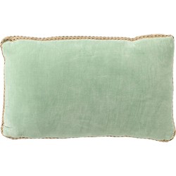 Dutch Decor MANOE - Kussenhoes 30x50 cm - effen kleur - met rand van jute - Cameo Green - lichtgroen - Dutch Decor