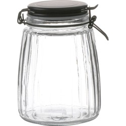 Urban Living Weckpot/inmaakpot - 1,5L - glas - met beugelsluiting - mat zwarte deksel - Weckpotten