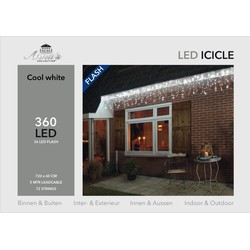 Icicle lights 360l/720x60cm 36l flash led wit - 5m aanloopsnoer transparant - 31v/ip44 Anna's collection