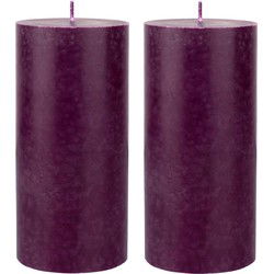 Duni cilinderkaarsen/stompkaarsen - 6x stuks - paars - 15x7 cm - Stompkaarsen