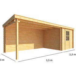 Blokhut met overkapping Els 600 cm bij 300 cm diep Lessenaarsdak