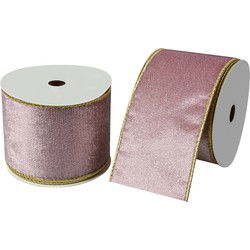Clayre & Eef Decoratie Lint 63 mm x 5 m Roze Synthetisch
