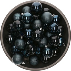 Decoris kerstballen - 25x stuks - 6 cm - kunststof -donkerblauwAƒaEsA - Kerstbal