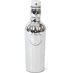 1x Glazen decoratie flessen zilver met beugeldop 550 ml - Decoratieve flessen