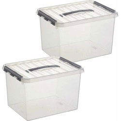 Sunware opbergbox - 2x - transparant - 22L - 40 x 30 x 26 cm - Opbergbox