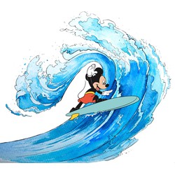 Sanders & Sanders fotobehang Mickey Mouse blauw, rood en wit - 300 x 280 cm - 612097