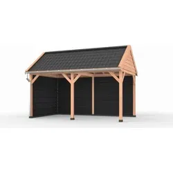 Douglas overkapping DIY500 x 300 cm, met achterwand en zijwand, Westwood