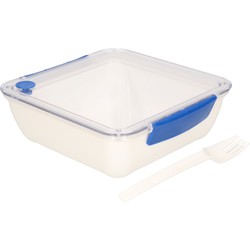 Transparant met blauwe lunchbox met luchttoevoerknop - Broodtrommels