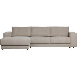 Basiclabel Chaise Longue Links - Katoen/Linnen - Zand - 81x295x95/177