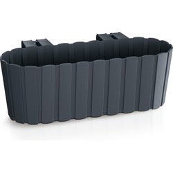 Plantenbak met haken antraciet grijs - 38cm - kunststof - balkon - Plantenbakken