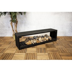 Sens-Line - Lyon opberg tuinbank - 150 cm - Hout - Zwart