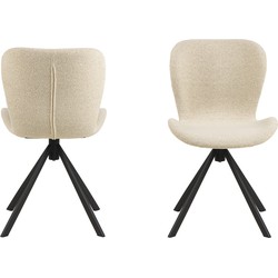 Eetkamerstoel Draaibaar - Stof Beige - Zitdiepte 40cm - Zaria - Set van 2