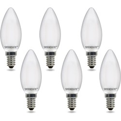 Groenovatie E14 LED Filament Kaarslamp 2W Warm Wit Dimbaar Mat 6-Pack