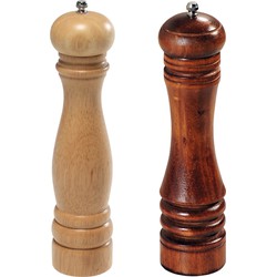 Houten peper en zoutstel 26 cm bruin/beige - Peper en zoutstel