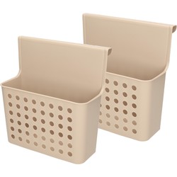 2x stuks badkamer/keuken hang opbergmandjes/organizers taupe 26 x 24 cm - Opbergmanden