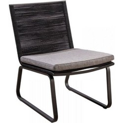 Kome lounge chair alu black/rope black/soil - Yoi