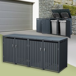 4-bins afvalbak tot 240L 264x80x116,3 cm gemaakt van staal in antraciet ML design